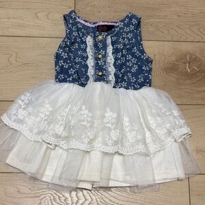Yoki Kids Blue and White Floral Casual Dress